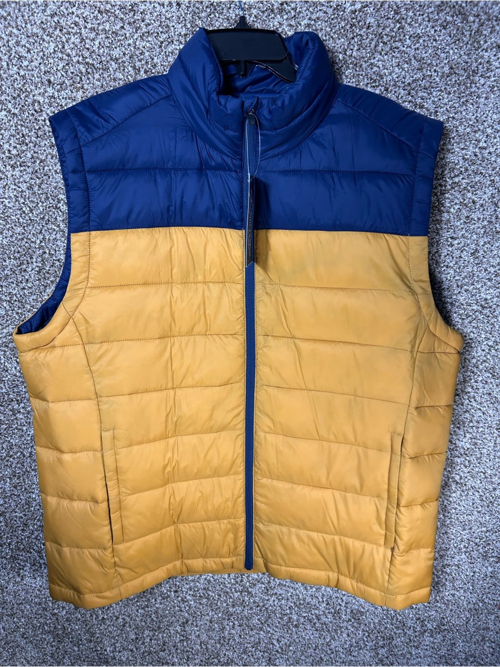 St. John's Bay Blue and Mustard Colorblock Puffer Vest